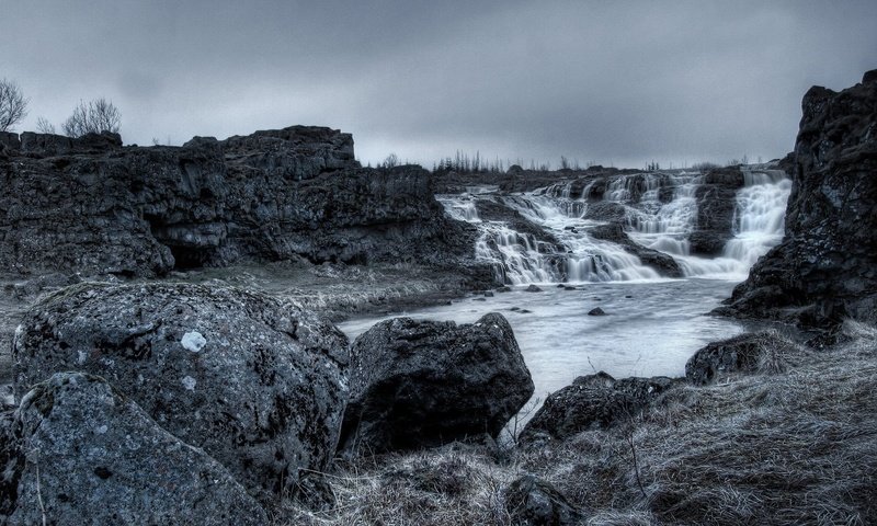 Обои вода, скалы, пейзаж, водопад, water, rocks, landscape, waterfall разрешение 1920x1440 Загрузить