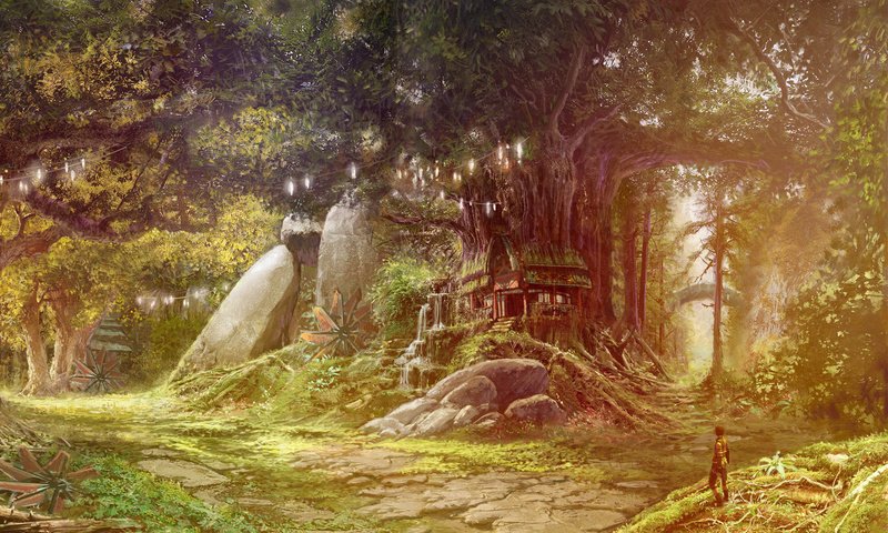 Обои лес, человек, дом, сказка, tower of eternity, айон, forest, people, house, tale, aion разрешение 1920x1200 Загрузить