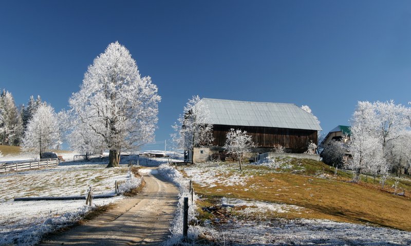 Обои небо, дорога, снег, зима, домики, красивые, голубое, snow lodge, the sky, road, snow, winter, houses, beautiful, blue разрешение 3504x2336 Загрузить