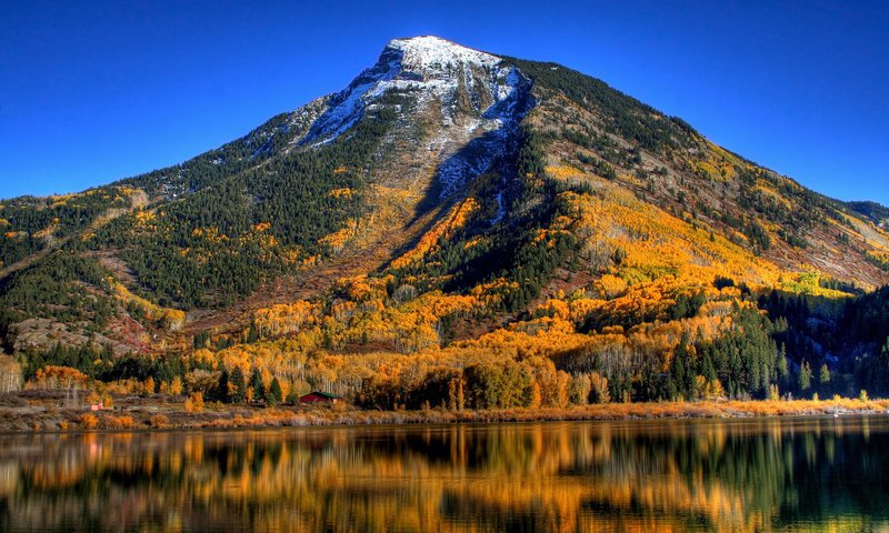 Обои деревья, озеро, горы, осень, trees, lake, mountains, autumn разрешение 2560x1600 Загрузить