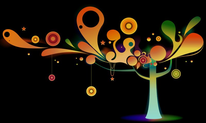 Обои дерево, украшения, вектор, круги, цветное, tree, decoration, vector, circles, color разрешение 2560x1600 Загрузить