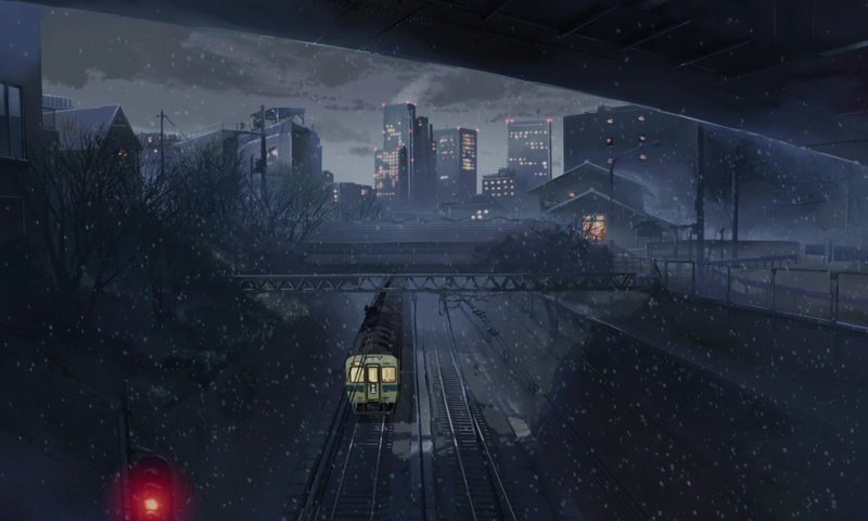 Обои макото синкай, поезд, пять сантиметров в секунду, makoto xingkai, train, five centimeters per second разрешение 1920x1080 Загрузить