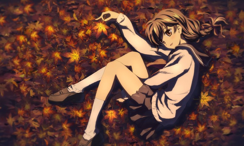 Обои листья, девушка, осень, leaves, girl, autumn разрешение 1920x1200 Загрузить