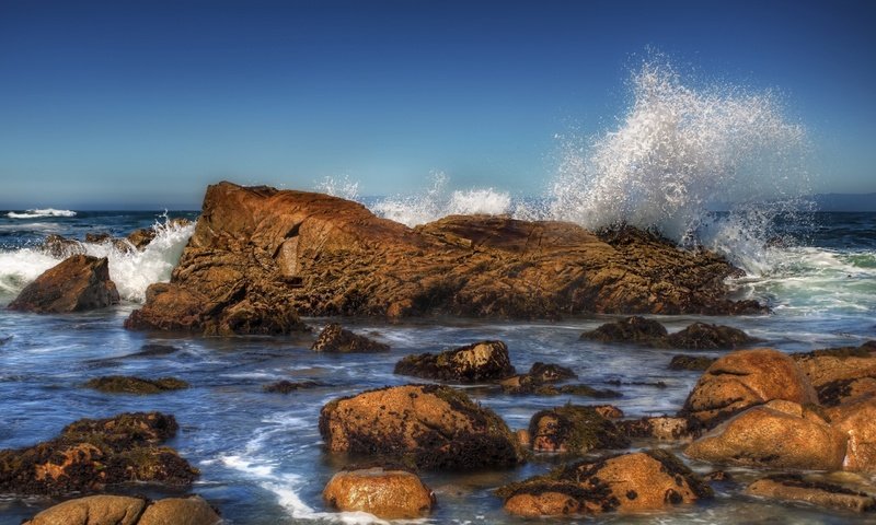 Обои небо, камни, море, волна, the sky, stones, sea, wave разрешение 2560x1600 Загрузить