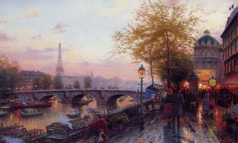 Обои картина, париж, эйфелева башня, томас кинкейд, picture, paris, eiffel tower, thomas kinkade разрешение 1944x1296 Загрузить