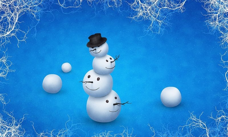 Обои зима, снеговик, головы, шляпа, прикол, неправильный, winter, snowman, head, hat, the trick, wrong разрешение 1920x1440 Загрузить