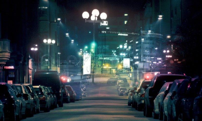 Обои дорога, ночь, фонари, огни, город, улица, машины, автомобили, road, night, lights, the city, street, machine, cars разрешение 1920x1080 Загрузить