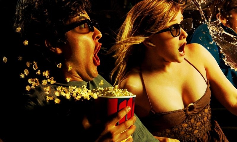 Обои девушка, парень, эмоции, кинотеатр, попкорн, поп корн, girl, guy, emotions, cinema, popcorn разрешение 1920x1200 Загрузить