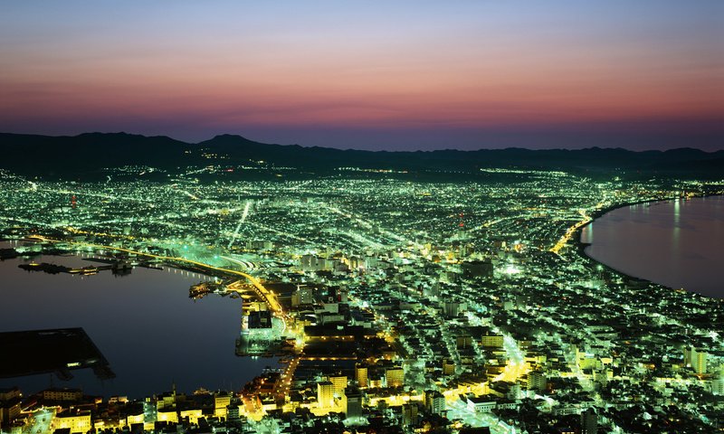 Обои ночь, япония, хоккайдо, огни города, night, japan, hokkaido разрешение 1920x1200 Загрузить