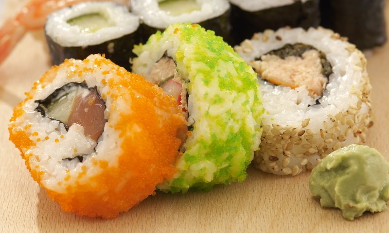 Обои еда, рыба, рис, суши, rice, васаби, кунжут, food, fish, figure, sushi, wasabi, sesame разрешение 1920x1200 Загрузить