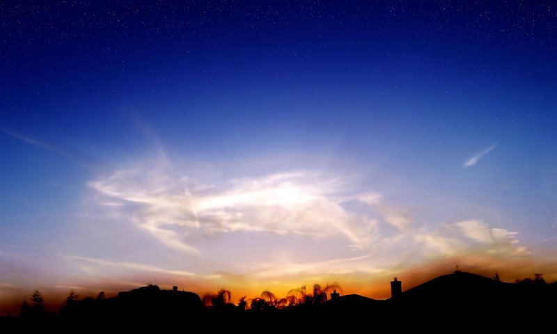 Обои облака, вечер, пейзаж, закат солнца, сумерки, clouds, the evening, landscape, sunset, twilight разрешение 1920x1080 Загрузить