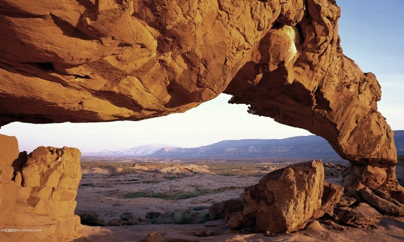 Обои горы, скалы, пустыня, арка, национальный парк арки, mountains, rocks, desert, arch, arches national park разрешение 1920x1080 Загрузить