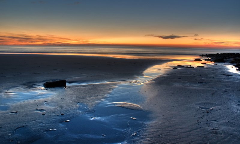 Обои берег, закат, море, песок, shore, sunset, sea, sand разрешение 1920x1080 Загрузить