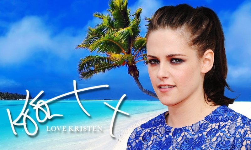 Обои пляж, пальмы, кристен стюарт, белый песок, beach, palm trees, kristen stewart, white sand разрешение 1920x1200 Загрузить