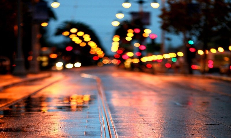 Обои дорога, огни, макро, улица, road, lights, macro, street разрешение 1920x1080 Загрузить