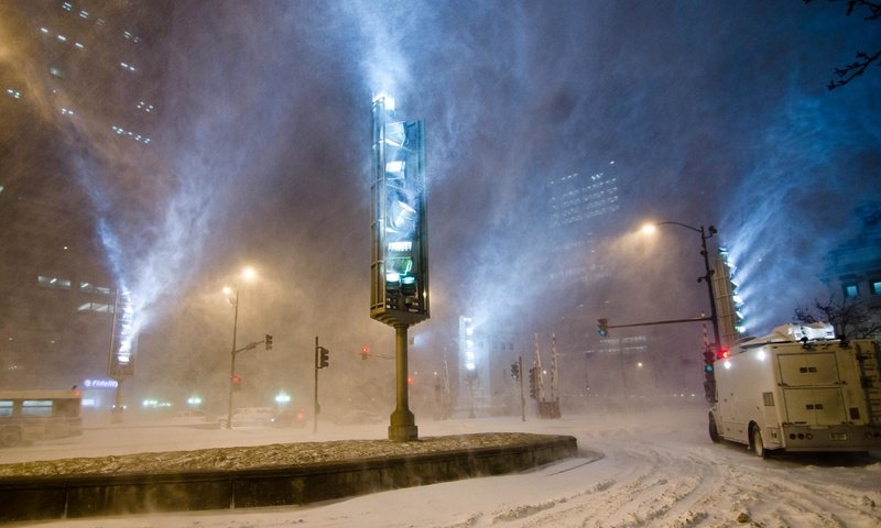 Обои дорога, снег, зима, улица, метель, road, snow, winter, street, blizzard разрешение 2560x1600 Загрузить