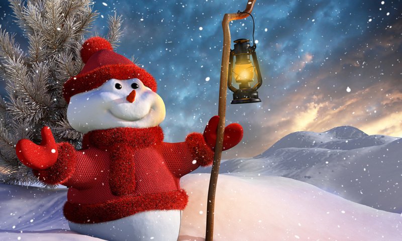 Обои снег, фонарик, новый год, зима, улыбка, снеговик, фонарь, рождество, палка, snow, flashlight, new year, winter, smile, snowman, lantern, christmas, stick разрешение 1920x1200 Загрузить