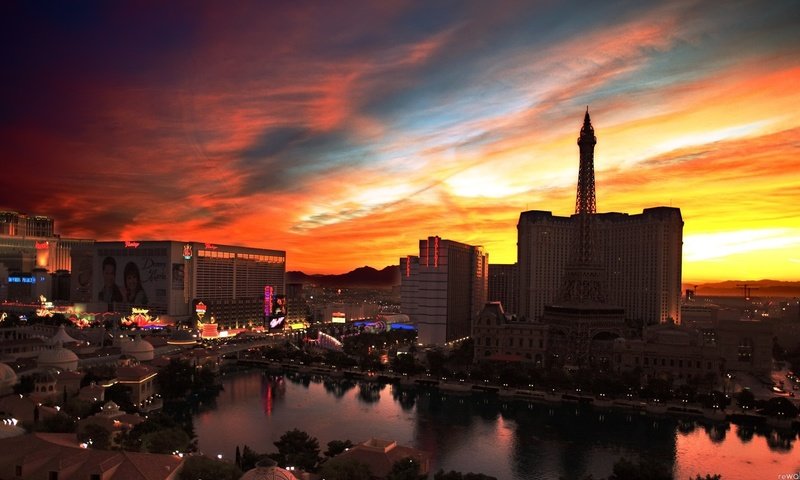 Обои закат, город, лас-вегас, las-vegas, sunset, the city, las vegas разрешение 1920x1080 Загрузить