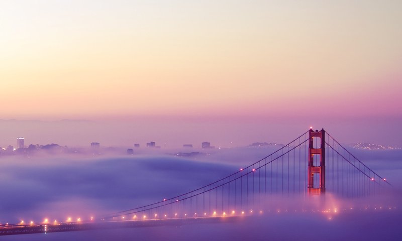 Обои утро, туман, сан-франциско, morning, fog, san francisco разрешение 2560x1600 Загрузить