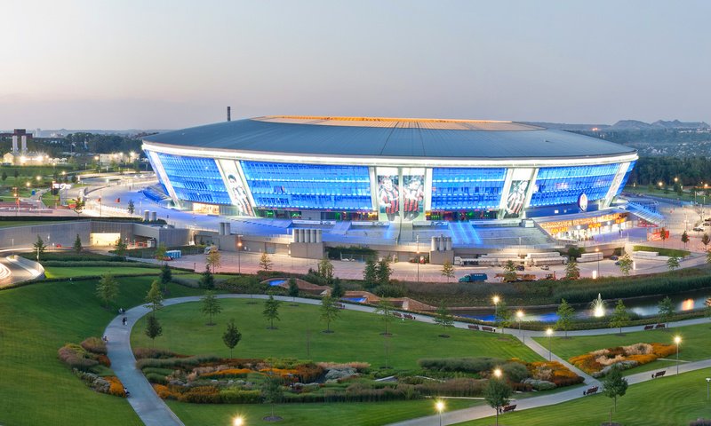 Обои стадион, украина, донецк, донбасс арена, футбольный стадион, stadium, ukraine, donetsk, donbass arena разрешение 3433x1080 Загрузить