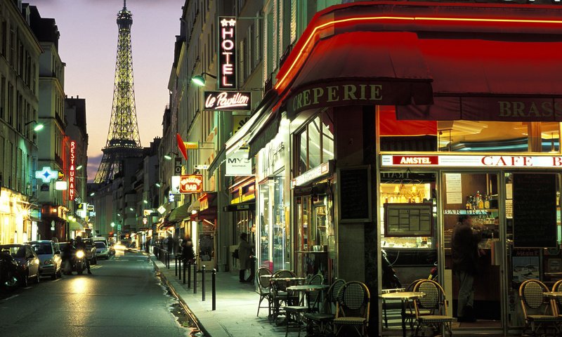 Обои вечер, париж, улица, франция, the evening, paris, street, france разрешение 1920x1080 Загрузить