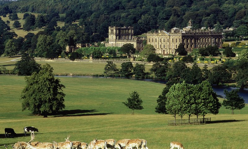 Обои замок, англия, чатсворт, castle, england, chatsworth разрешение 2480x1981 Загрузить