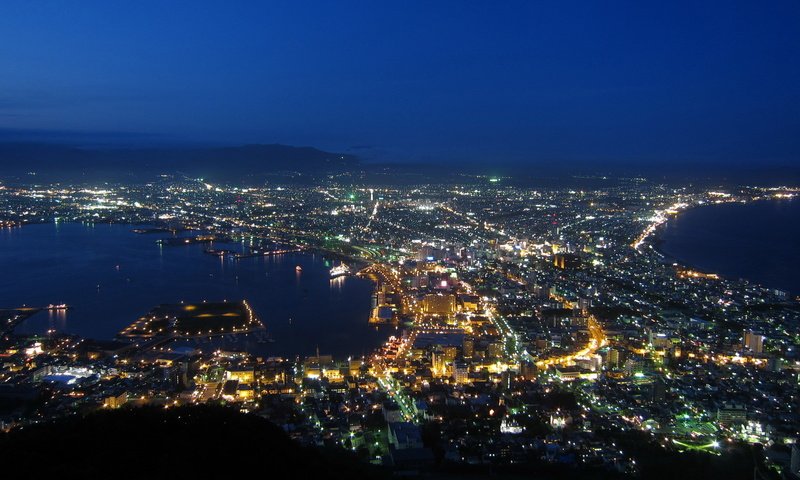 Обои огни, город, вид с самолета, lights, the city, the view from the plane разрешение 1920x1200 Загрузить