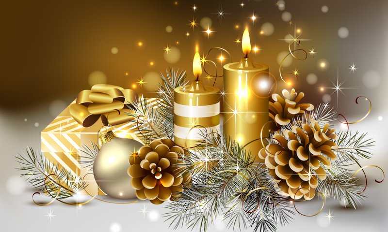 Обои свечи, новый год, зима, праздник, шишки, candles, new year, winter, holiday, bumps разрешение 2800x1949 Загрузить