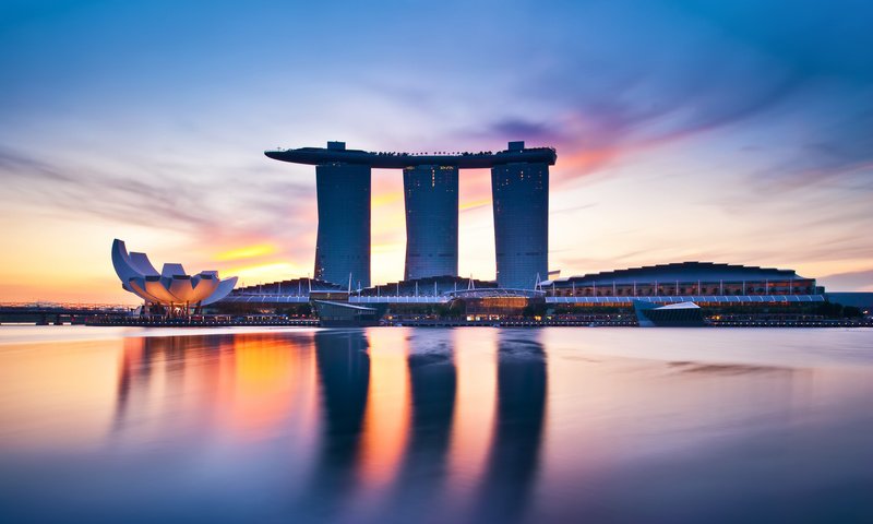 Обои закат, вид, небоскрёб, отель, сингапур, sunset, view, skyscraper, the hotel, singapore разрешение 1920x1200 Загрузить