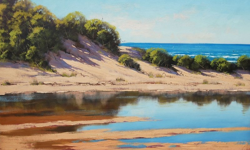 Обои арт, рисунок, вода, море, песок, пляж, кусты, coastal beach dunes, artsaus, art, figure, water, sea, sand, beach, the bushes разрешение 2560x1600 Загрузить