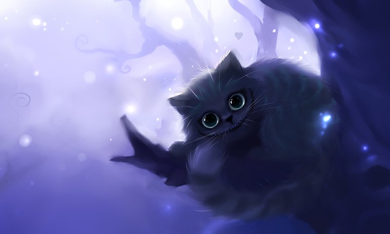 Обои ветка, дерево, чеширский кот, огоньки, apofiss, branch, tree, cheshire cat, lights разрешение 1920x1080 Загрузить