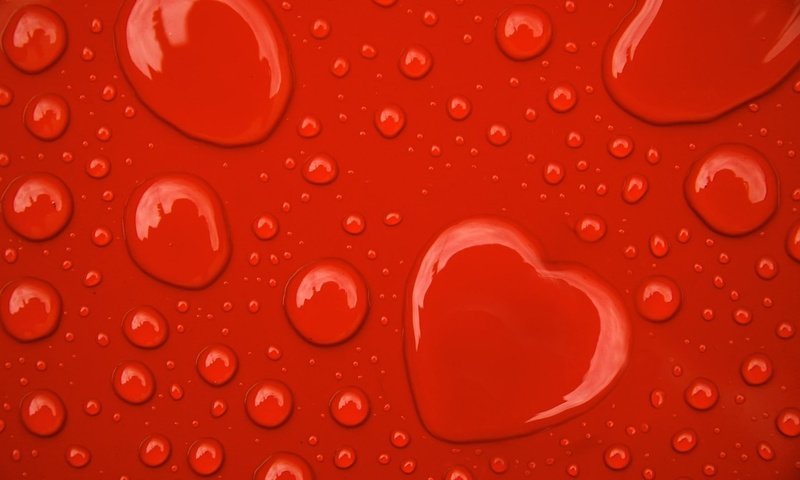 Обои вода, фон, капли, красный, сердце, water, background, drops, red, heart разрешение 1920x1200 Загрузить