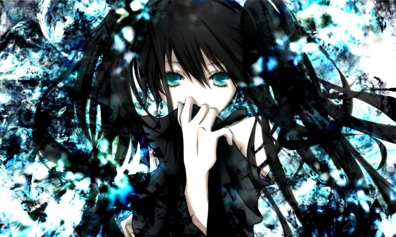 Обои black rock shooter, twintails, vokaloid, волосы черные, black hair разрешение 1920x1080 Загрузить