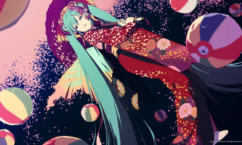 Обои девушка, аниме, vokaloid, miku hatsune, girl, anime разрешение 1920x1200 Загрузить