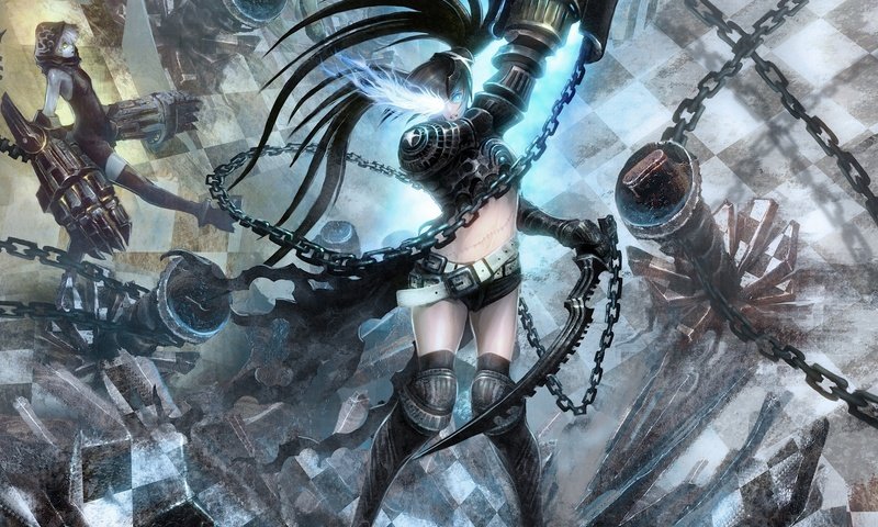 Обои девушка, black rock shooter, oruzhie, magiya, cepi, girl разрешение 2420x1654 Загрузить