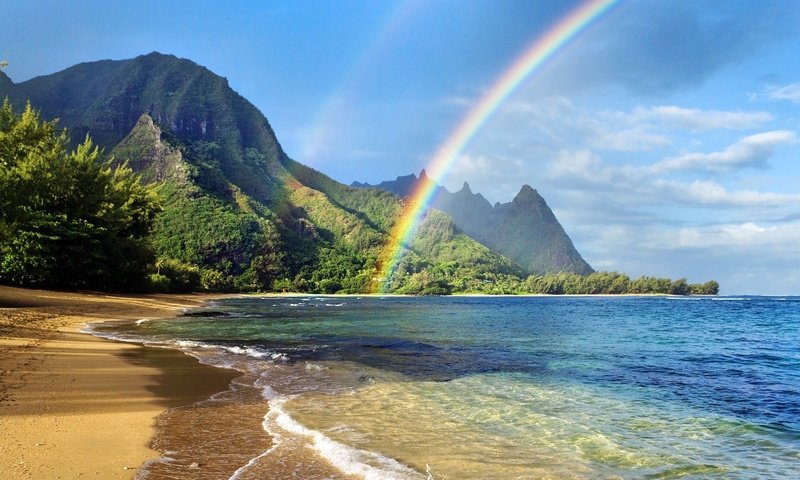 Обои пляж, радуга, beach, rainbow разрешение 1920x1200 Загрузить