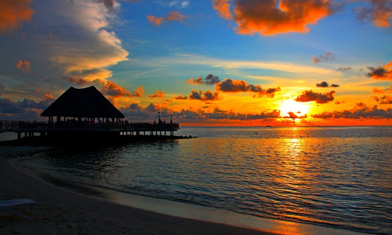 Обои закат, пляж, тропики, мальдивы, sunset, beach, tropics, the maldives разрешение 4215x2763 Загрузить