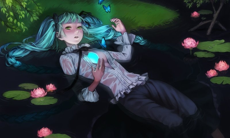 Обои цветок, аниме, вокалоид, kartinka, devochka, yepizod, рисоунок, мику хацунэ, flower, anime, vocaloid, risunok, hatsune miku разрешение 1920x1200 Загрузить