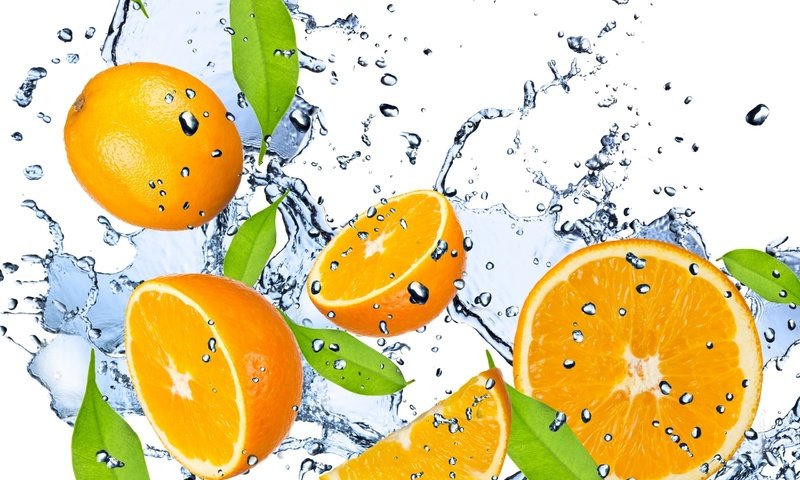 Обои вода, капли, свежесть, фрукты, апельсины, брызги, оранжевые, цитрусы, water, drops, freshness, fruit, oranges, squirt, orange, citrus разрешение 2560x1600 Загрузить