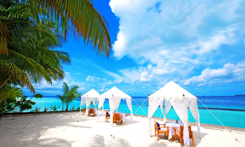 Обои море, пляж, отдых, курорт, ресторан, тропики, мальдивы, sea, beach, stay, resort, restaurant, tropics, the maldives разрешение 5709x3882 Загрузить