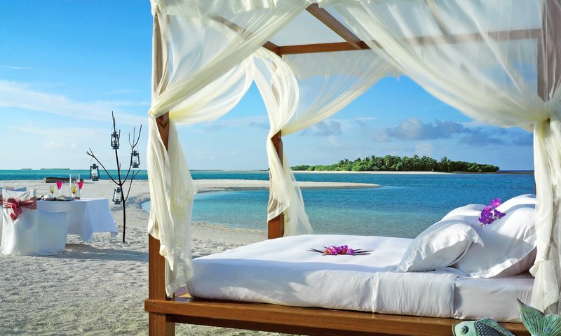 Обои море, пляж, отдых, остров, кровать, тропики, мальдивы, sea, beach, stay, island, bed, tropics, the maldives разрешение 3000x2250 Загрузить