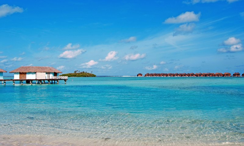 Обои море, отдых, остров, бунгало, тропики, мальдивы, sea, stay, island, bungalow, tropics, the maldives разрешение 4266x2864 Загрузить