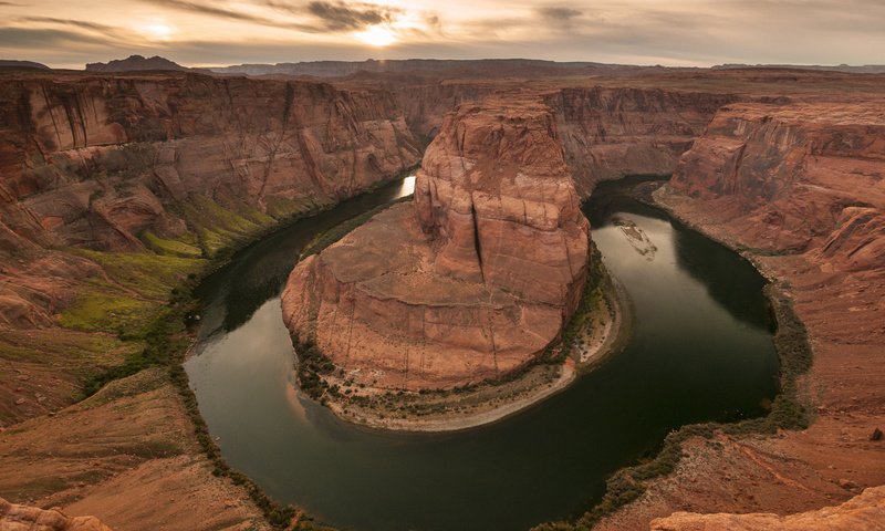 Обои река, скалы, каньон, сша, аризона, колорадо, подкова, меандр, river, rocks, canyon, usa, az, colorado, horseshoe, meander разрешение 1920x1080 Загрузить