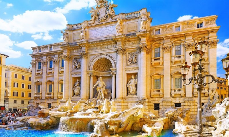 Обои фонтан треви в риме, the trevi fountain in rome разрешение 2560x1440 Загрузить