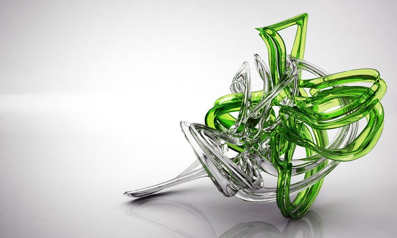 Обои зелёный, прозрачный, белый, стекло, фигура, рендер, 3д, green, transparent, white, glass, figure, render, 3d разрешение 1920x1200 Загрузить