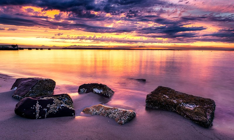 Обои закат, пейзаж, пляж, вашингтон, edmonds, sunset, landscape, beach, washington разрешение 1920x1080 Загрузить