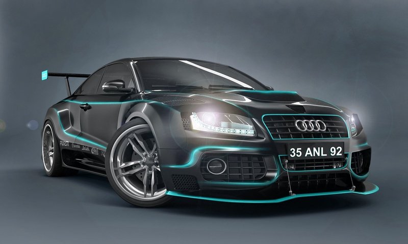 Обои audi с голубыми полосками, audi with blue stripes разрешение 1920x1200 Загрузить