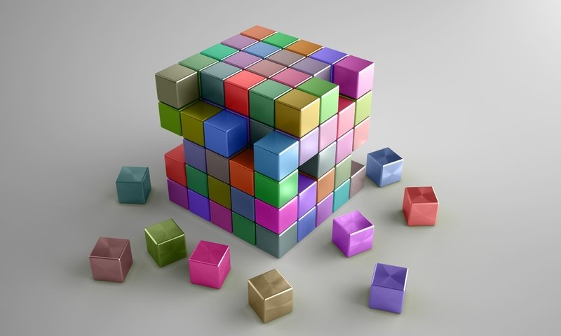 Обои разноцветные, кубики, квадраты, cg, 3д, colorful, cubes, squares, 3d разрешение 2560x1600 Загрузить