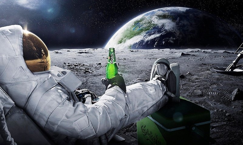 Обои пиво carlsberg на луне, carlsberg beer on the moon разрешение 1920x1080 Загрузить