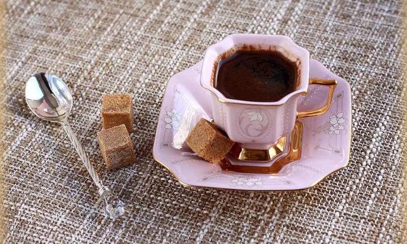 Обои кофе, чашка, сахар, натюрморт, ложка, розовое, фарфор, coffee, cup, sugar, still life, spoon, pink, porcelain разрешение 2560x1600 Загрузить